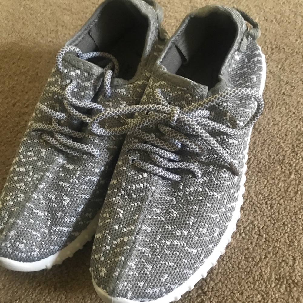 Gray/white sneakers
